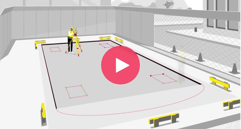 Leica iCON manual construction station used to lay out points on construction site